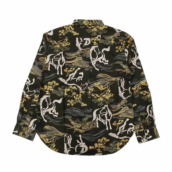 KOROMO ZAKURA - Southern Cloth - Long-Sleeve Regular Shirt - Ink painting horse depicted with Japanese traditional technique, KINSAI-style - SA1726
