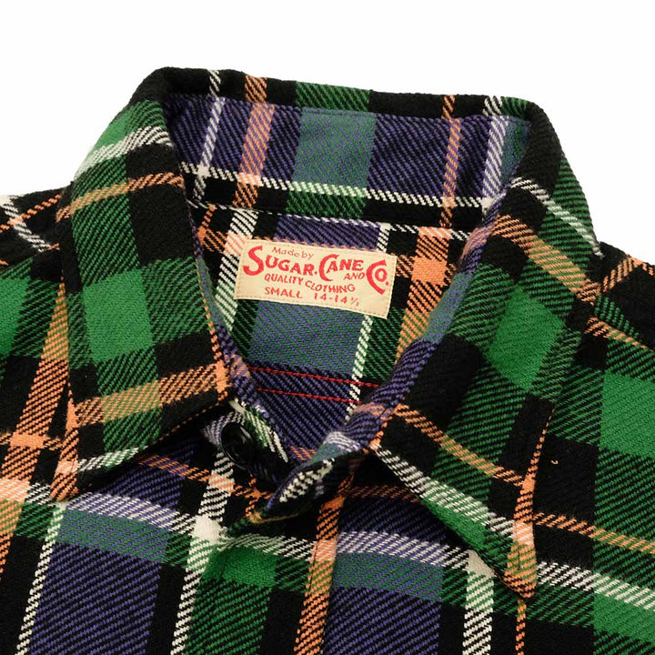 SUGAR CANE - TWILL PLAID WORK SHIRT - SC29566