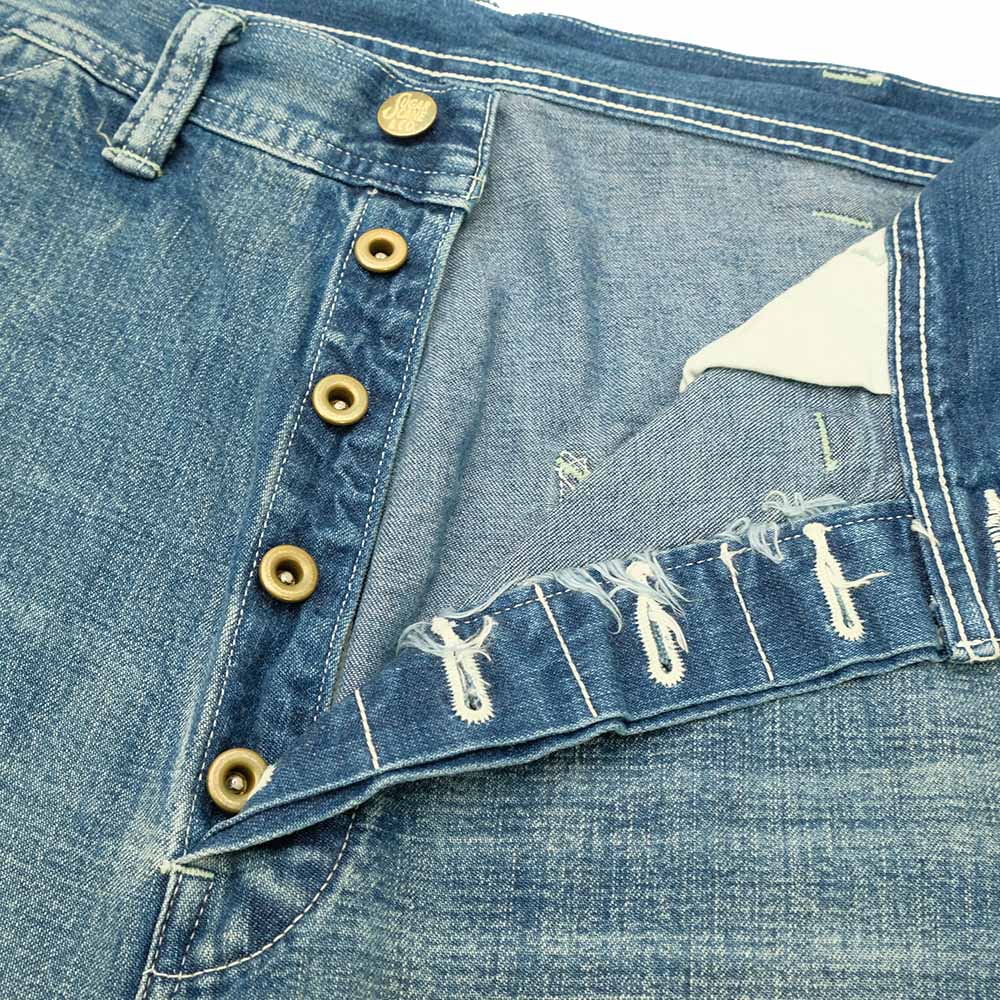 SUGAR CANE - 11oz. BLUE DENIM WORK PANTS - AGED MODEL - SC42549
