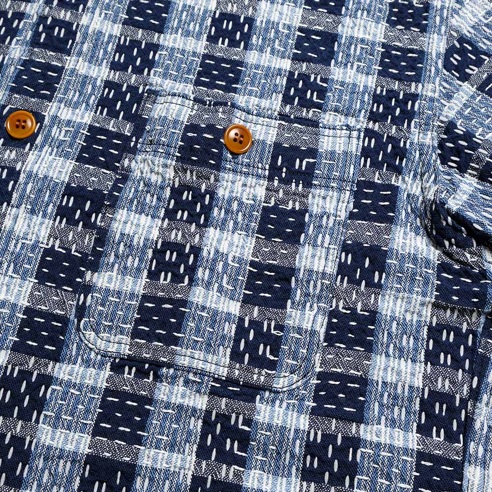 STUDIO D’ARTISAN & SA. - INDIGO NORAGI SASHIKO S/S SHIRT - 5738