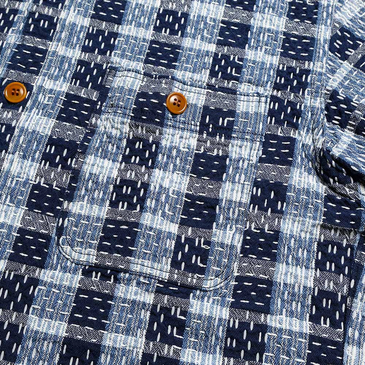 STUDIO D’ARTISAN & SA. - INDIGO NORAGI SASHIKO S/S SHIRT - 5738