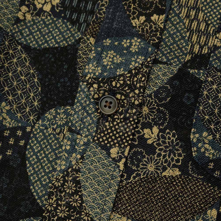 衣櫻 - ムラ糸クロス素材 - 長袖レギュラーシャツ - 変わり七宝 - SA1718