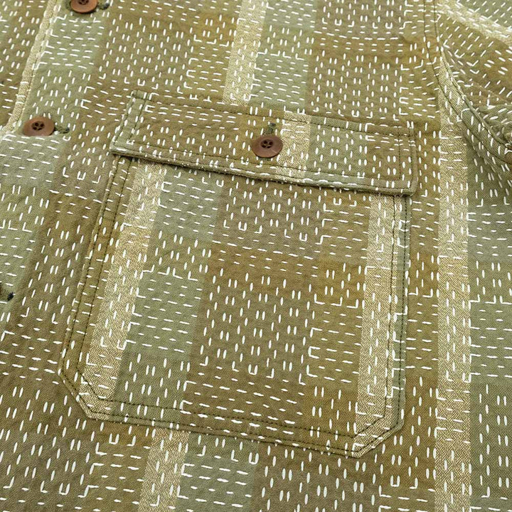 STUDIO D’ARTISAN - NORAGI ARMY SASHIKO - LONG SLEEVE SHIRT - 5718