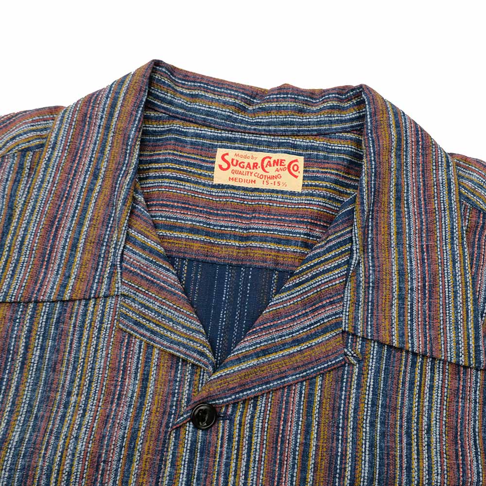 SUGAR CANE - MULTI STRIPE - S/S OPEN SHIRT - SC39520