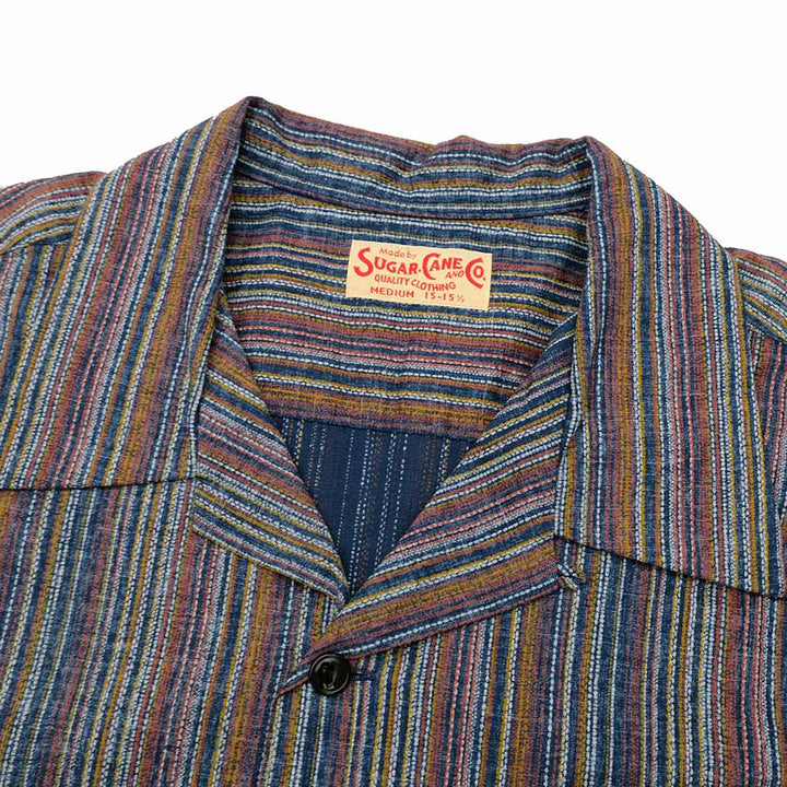 SUGAR CANE - MULTI STRIPE - S/S OPEN SHIRT - SC39520