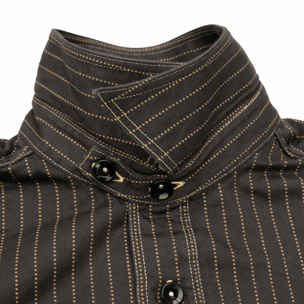 SUGAR CANE - FICTION ROMANCE - 8.5oz. BLACK WABASH STRIPE WORK SHIRT - SC29585