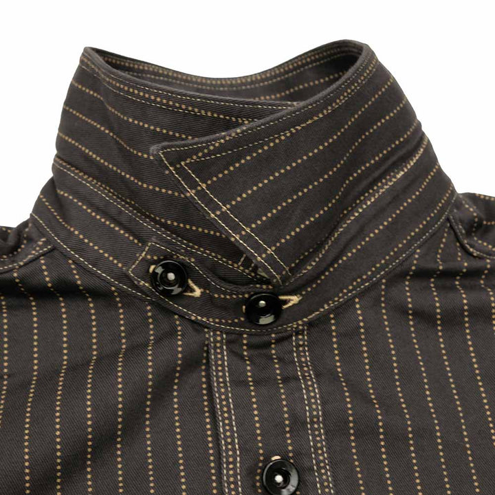 SUGAR CANE - FICTION ROMANCE - 8.5oz. BLACK WABASH STRIPE WORK SHIRT - SC29585