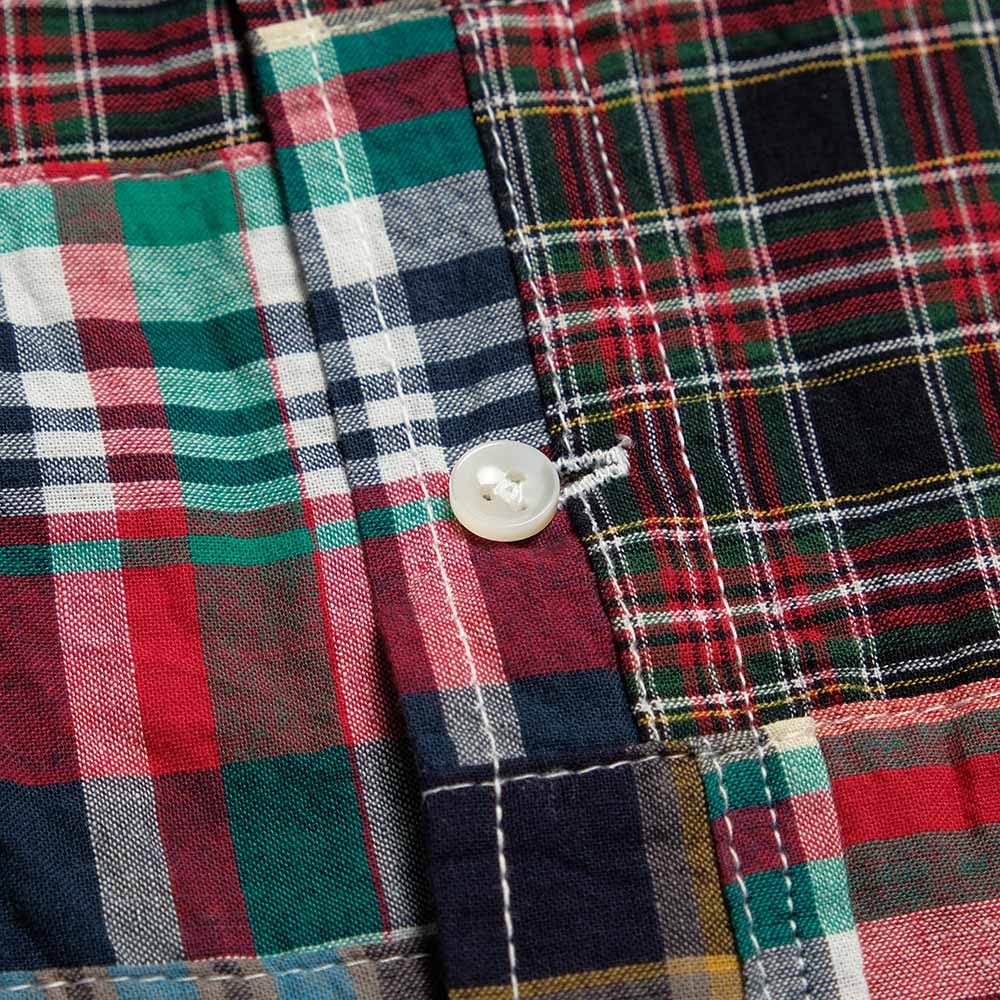 SUGAR CANE - INDIA MADRAS CHECK PATCHWORK BUTTON DOWN SHIRT - SC29736