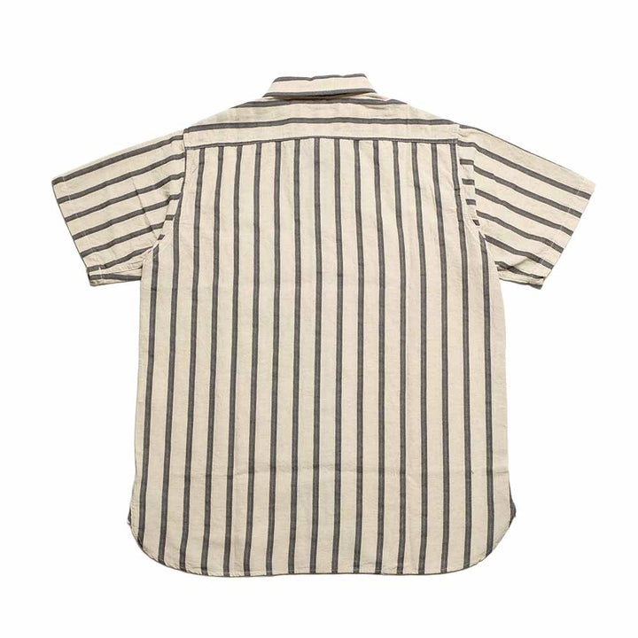 SUGAR CANE - COTTON LINEN - DOBBY HERRINGBONE STRIP - S/S WORK SHIRT - SC39727