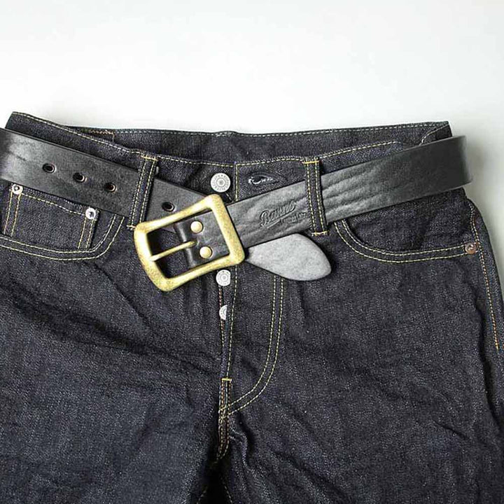 BARNS - TOCHIGI LEATHER BELT - Gold Color Buckle - LE-3055