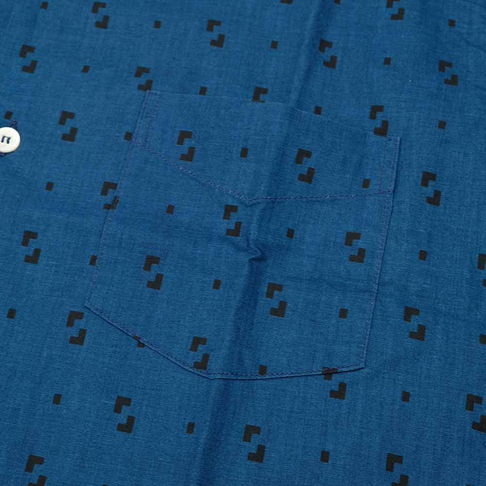 SUGAR CANE - FICTION ROMANCE - 3.5oz. INDIGO PRINT OPEN SHIRT - SC39511