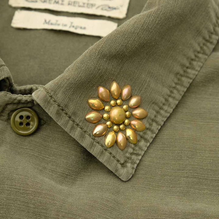 REMI RELIEF - WIDE MILITARY SHIRT - Large Flower Studs - RN2043SDO