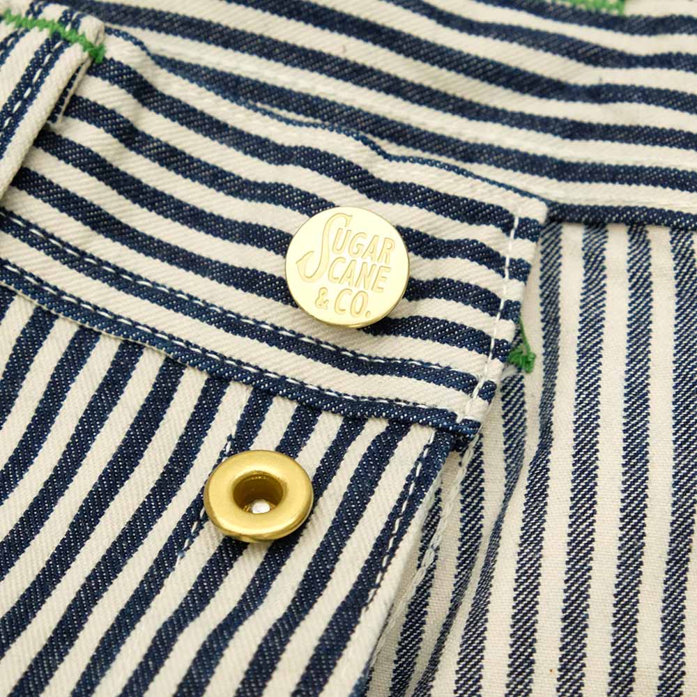 SUGAR CANE - 11oz. HICKORY STRIPE WORK SHORTS - SC52566