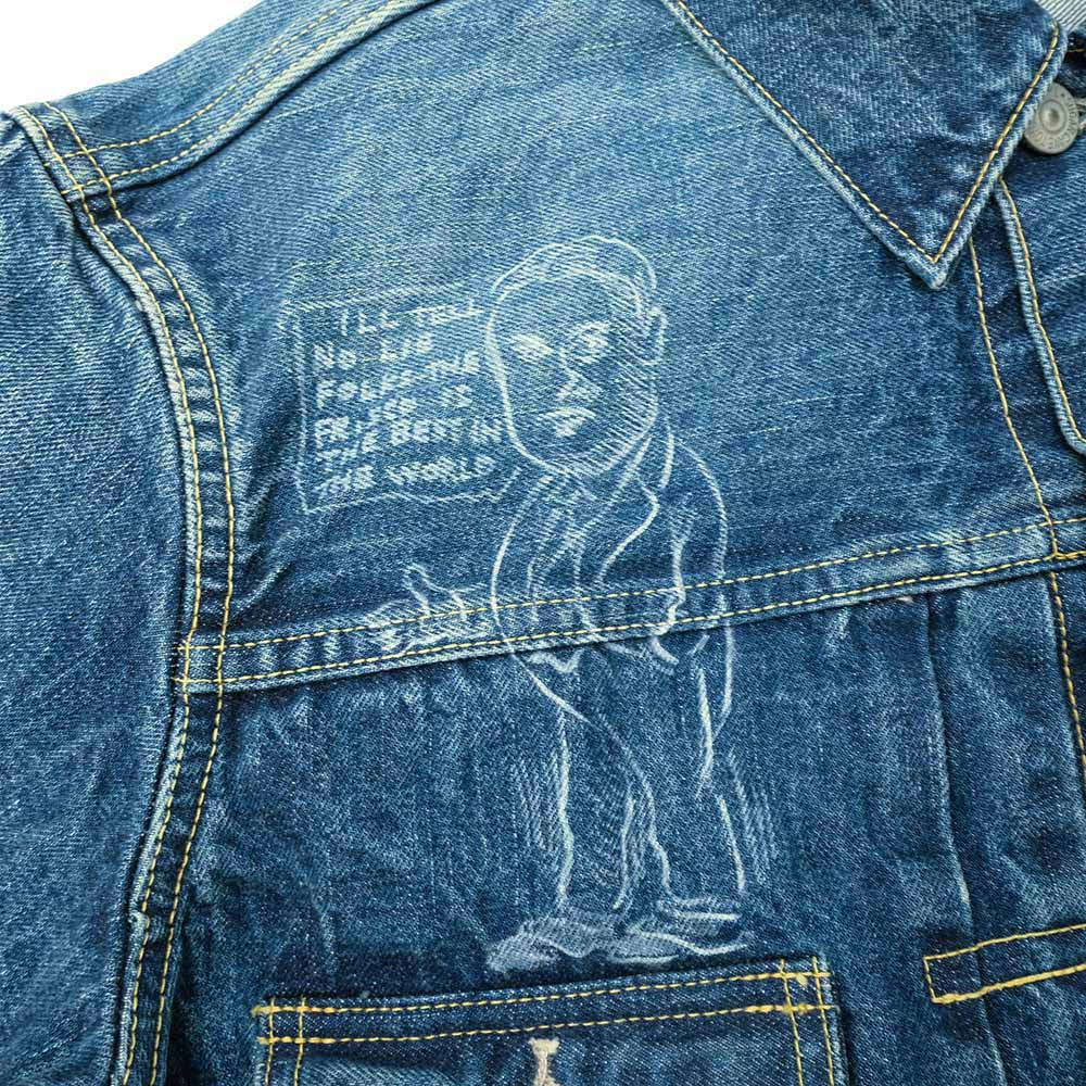 SUGAR CANE - 14.25oz. DENIM JACKET 1953 AGED MODEL CARTOON PAINT - SC15716