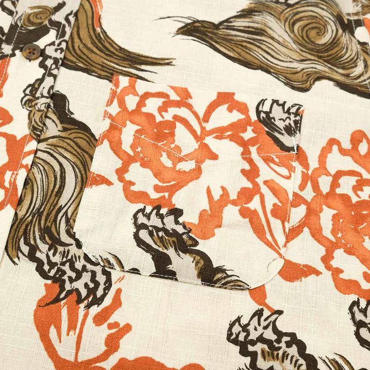 衣櫻 - サザンクロス素材 - 長袖レギュラーシャツ - 唐獅子牡丹 - SA1670