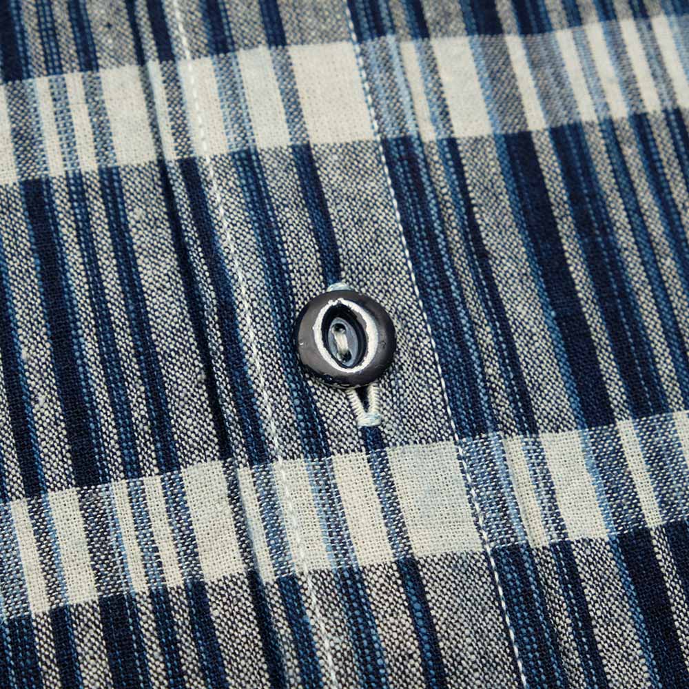 SUGAR CANE - FICTION ROMANCE 5oz. INDIGO PLAID WORK SHIRT - SC29591