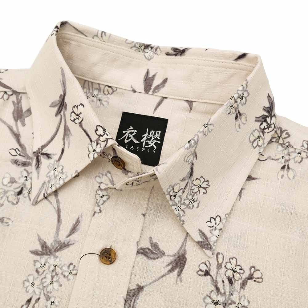 衣櫻 - サザンクロス素材 - 長袖レギュラーシャツ - 枝垂れ桜 - SA1640