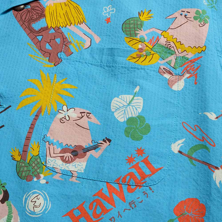 SUN SURF - COTTON SEERSUCKER OPEN SHIRT - TRIP TO HAWAII - by RYOHEI YANAGIHARA with MOOKIE - SS39537