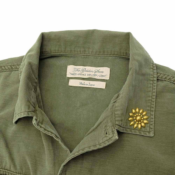 REMI RELIEF - WIDE MILITARY SHIRT - Big Flower Studs - RN2043SDP
