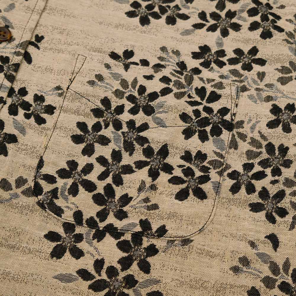 KOROMO ZAKURA - Double-weave Jacquard Gauze Cloth - Long-Sleeve Regular Shirt - Black Cherry Blossoms - SA1661