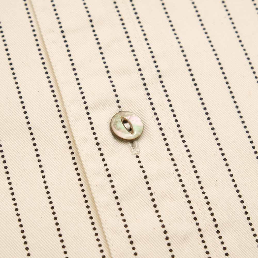 SUGAR CANE FICTION ROMANCE 8.5oz. WHITE WABASH STRIPE S/S WORK SHIRT SC37275