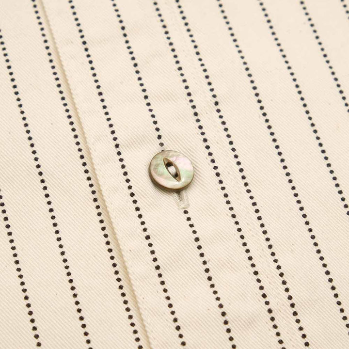 SUGAR CANE FICTION ROMANCE 8.5oz. WHITE WABASH STRIPE S/S WORK SHIRT SC37275