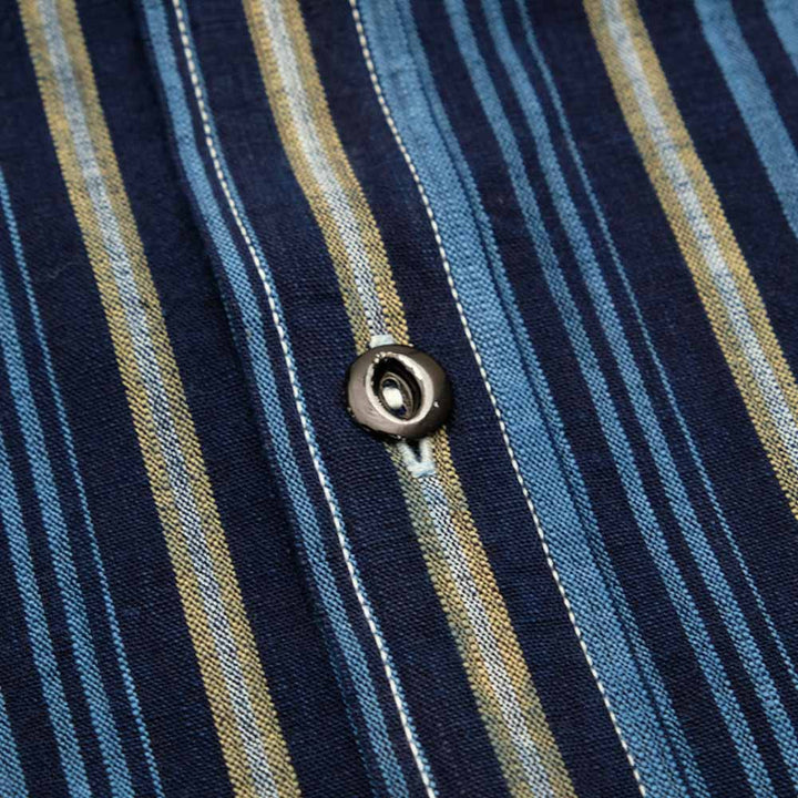 SUGAR CANE - FICTION ROMANCE - 5.5oz. INDIGO STRIPE WORK SHIRT - SC29592