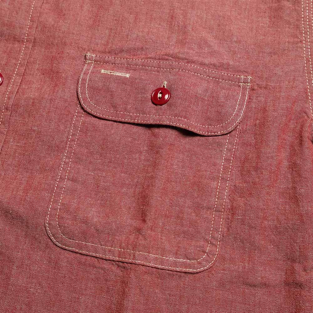 SUGAR CANE - RED CHAMBRAY WORK SHIRT - SHORT SLEEVE - SC39703