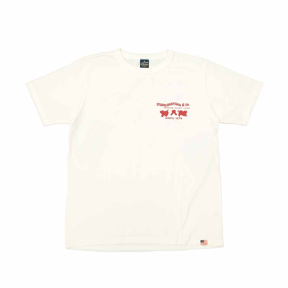 STUDIO D’ARTISAN - USA COTTON T-SHIRT - TWO PIG MARK - 8153
