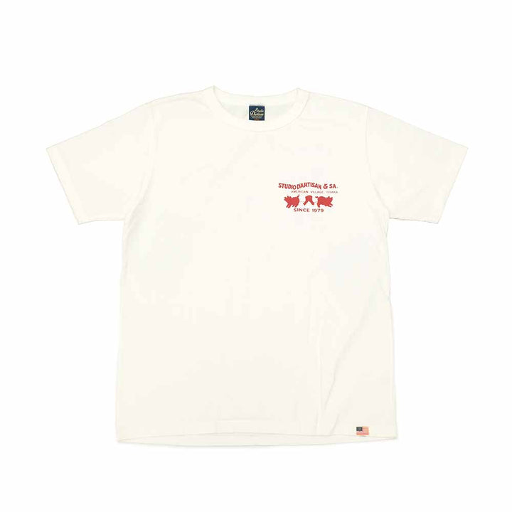 STUDIO D’ARTISAN - USA COTTON T-SHIRT - TWO PIG MARK - 8153