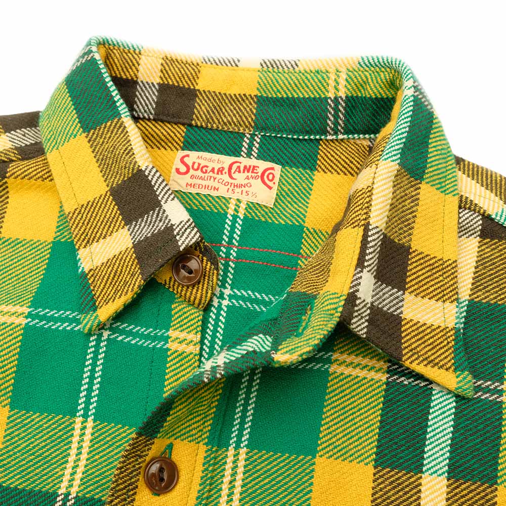 SUGAR CANE - TWILL CHECK WORK SHIRT - SC29364