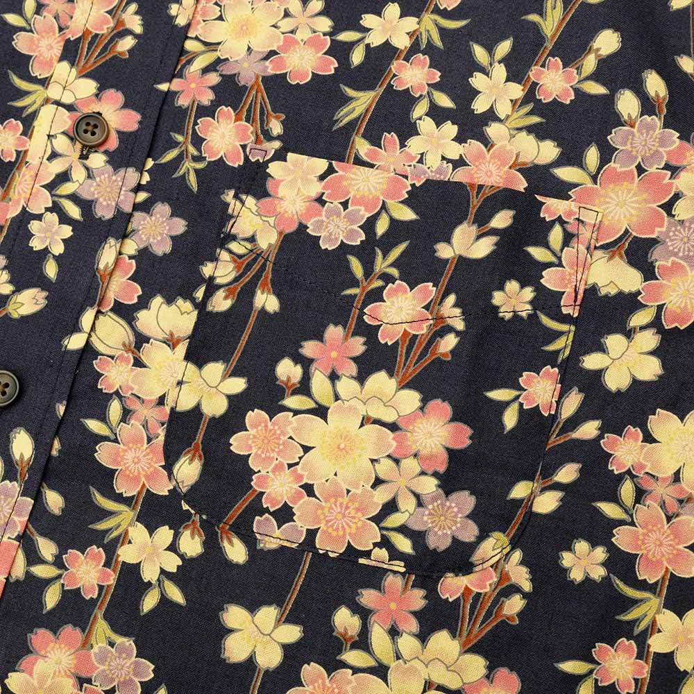 衣櫻 - シーチング素材 - 長袖レギュラーシャツ - 枝垂桜 - SA1721