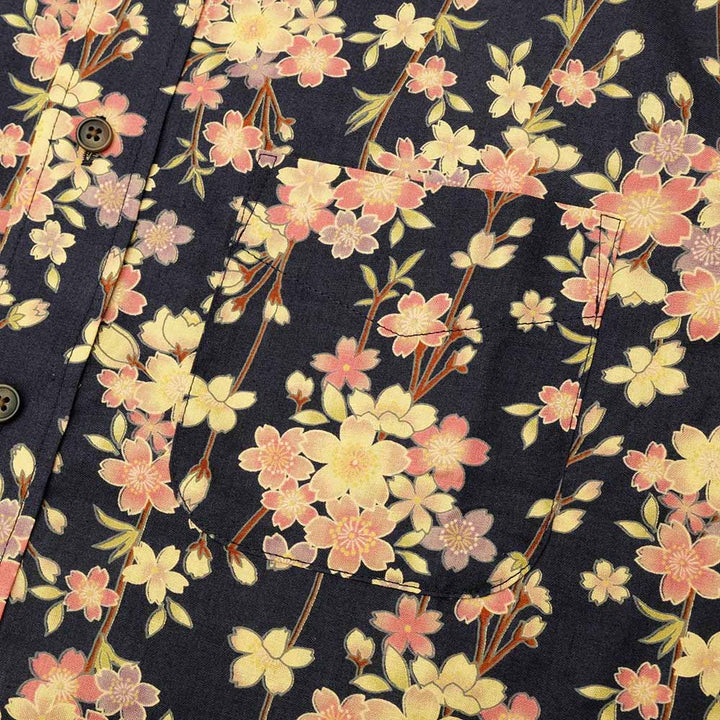 衣櫻 - シーチング素材 - 長袖レギュラーシャツ - 枝垂桜 - SA1721