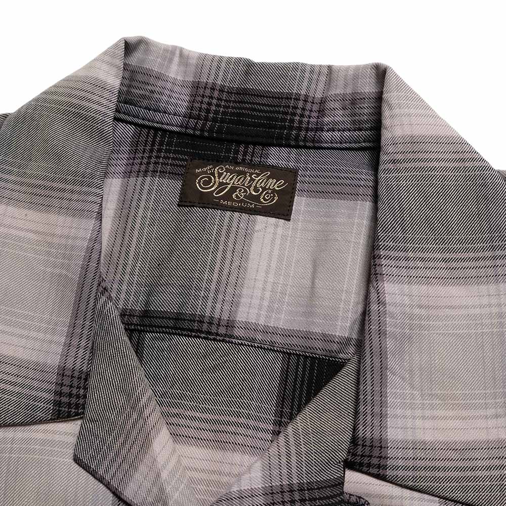SUGAR CANE - COTTON OMBRE PLAID - S/S OPEN SHIRT - SC39724