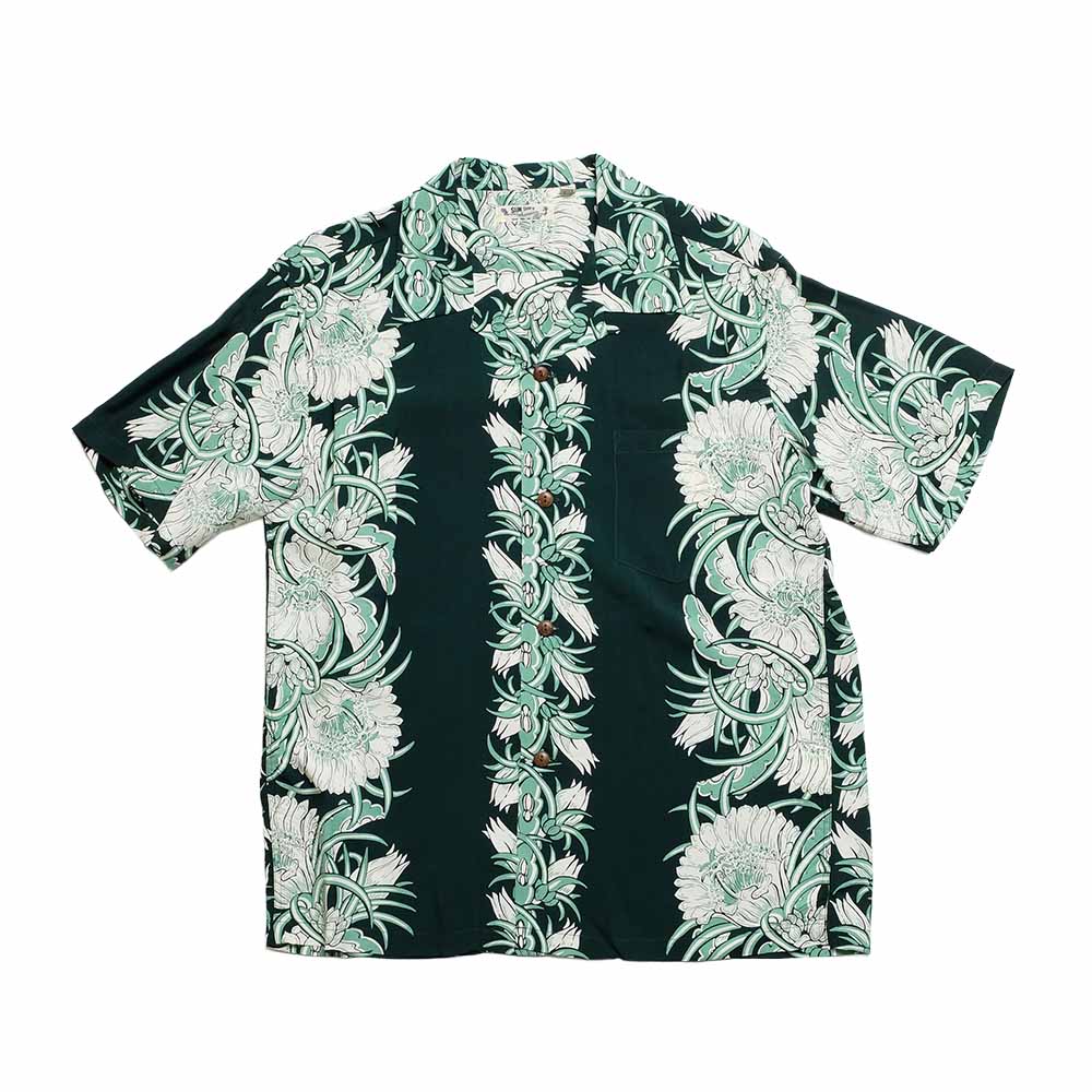 SUN SURF - S/S RAYON HAWAIIAN SHIRT - NIGHT BLOOMING CEREUS BORDER - SS39612