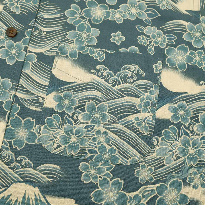 衣櫻 - シーチング素材 - 長袖レギュラーシャツ - 桜富士 - SA1664