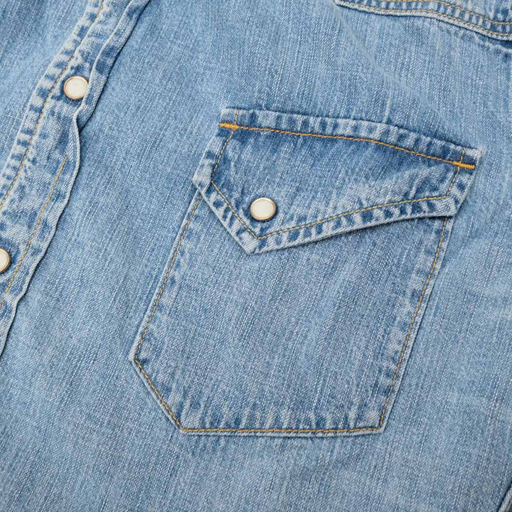 REMI RELIEF - DENIM WESTERN SHIRT - Small Flower Studs - RN2014SDP