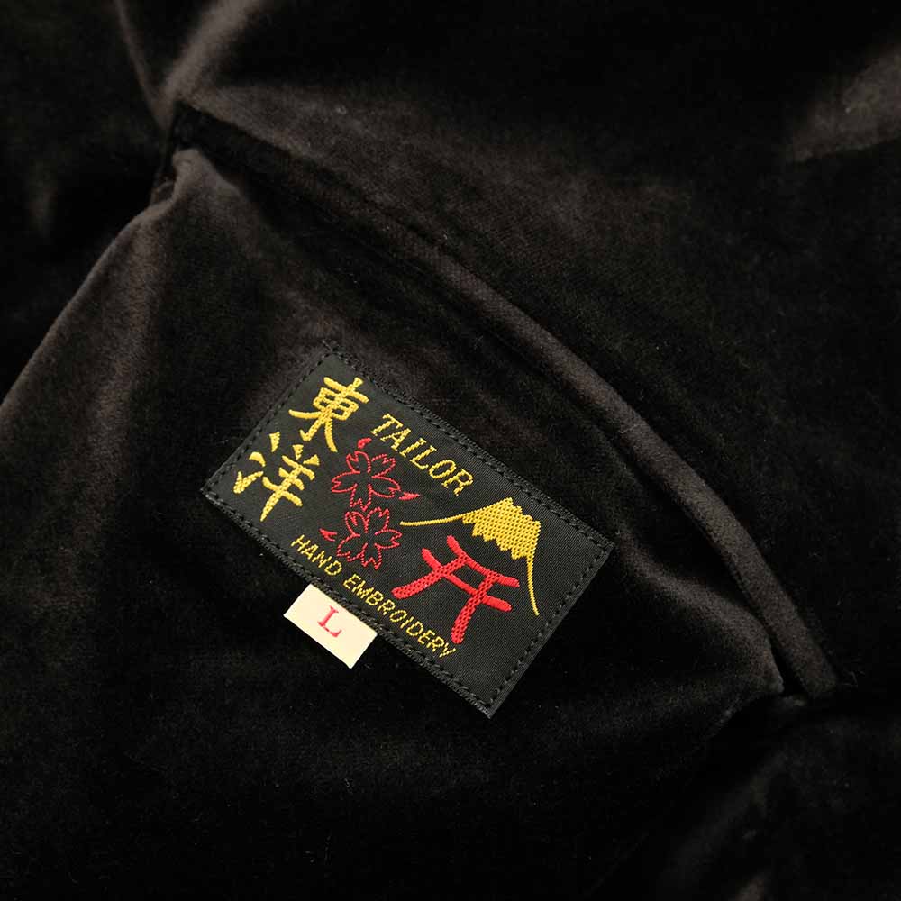 TAILOR TOYO - Mid 1950s Style Velveteen Souvenir Jacket - GOLD DRAGON & GOLD TIGER × JAPAN MAP - TT15840