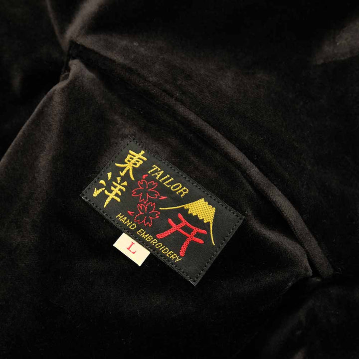 TAILOR TOYO - Mid 1950s Style Velveteen Souvenir Jacket - GOLD DRAGON & GOLD TIGER × JAPAN MAP - TT15840
