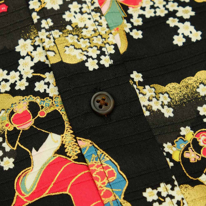 KOROMO ZAKURA - Shantung fabric Cotton - Long-Sleeve Regular Shirt - Kinpaku kyō Maiko - SA1567
