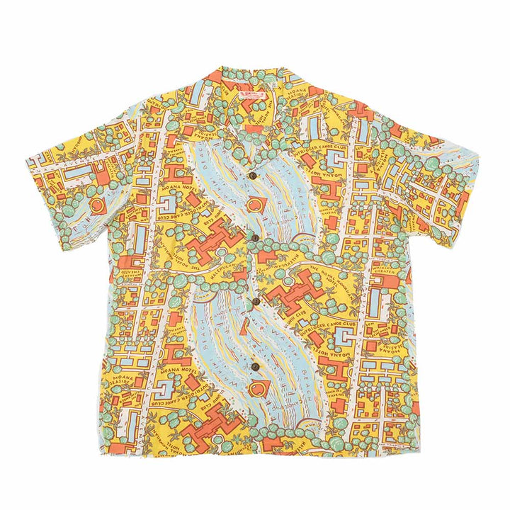 SUN SURF - RAYON HAWAIIAN SHIRT - WAIKIKI MAP - SS39424
