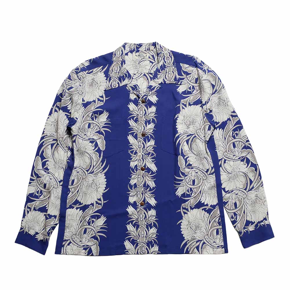 SUN SURF - L/S RAYON HAWAIIAN SHIRT - NIGHT BLOOMING CEREUS BORDER - SS29602