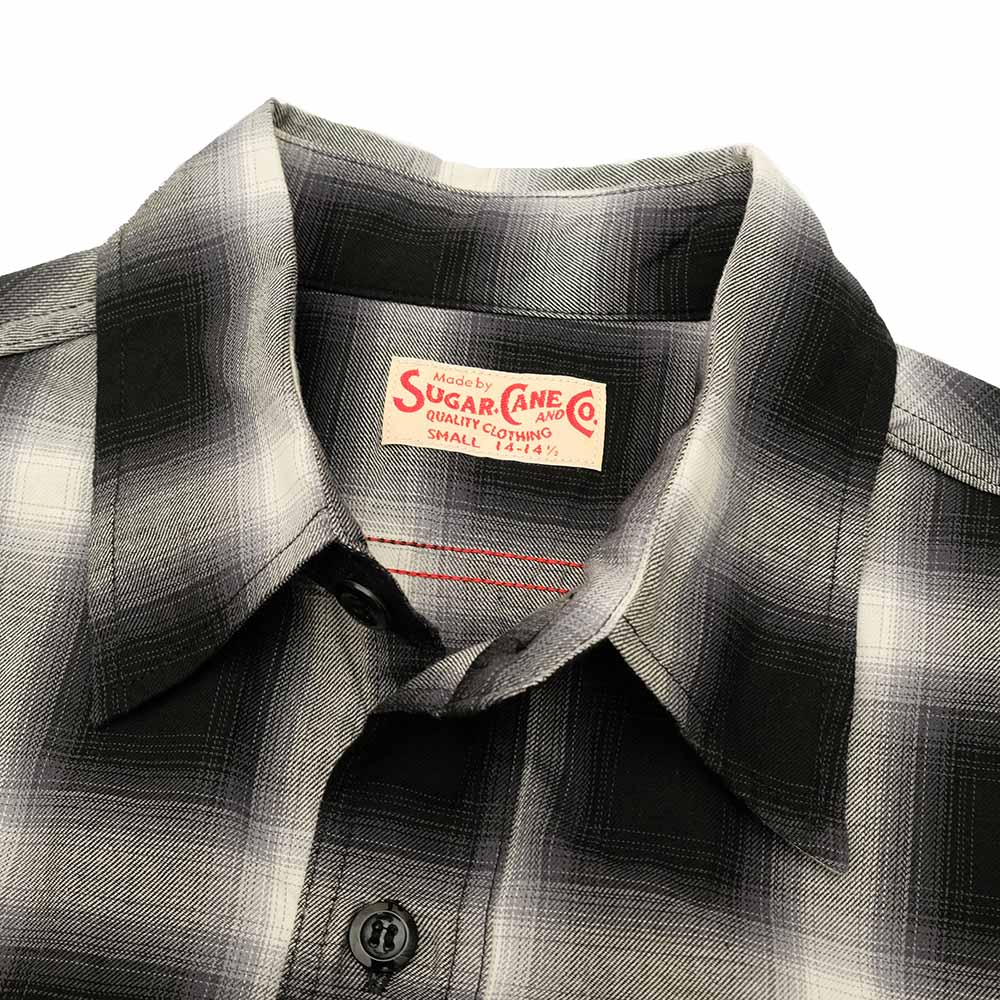 SUGAR CANE - OMBRE PLAID S/S WORK SHIRT - SC39519