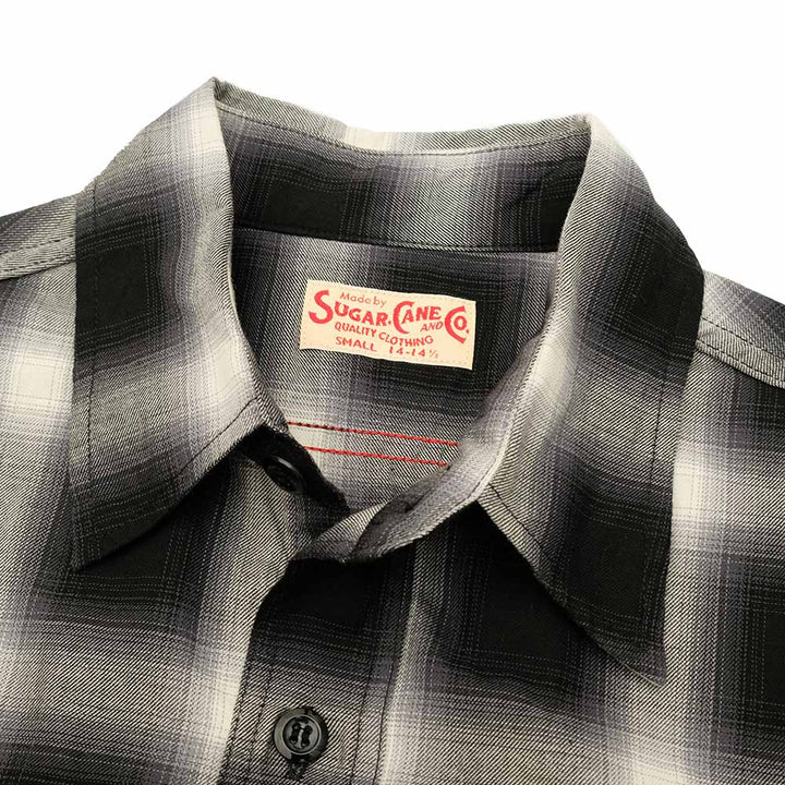 SUGAR CANE - OMBRE PLAID S/S WORK SHIRT - SC39519