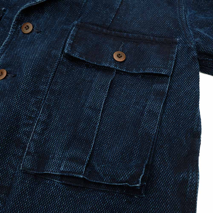 Soundman - US ARMY COMBAT JK - Delaware - Indigo Dyed Sashiko Style Dobby - 493M-655A