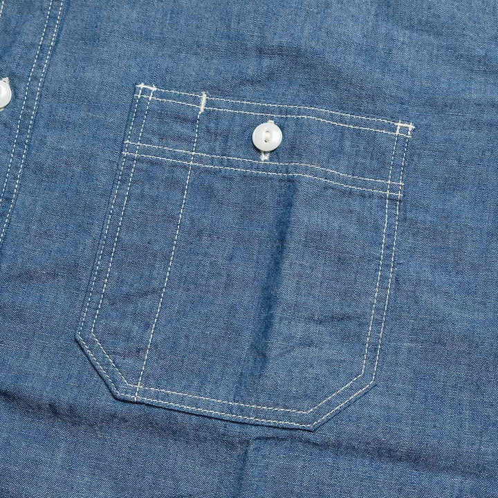MOMOTARO JEANS - TRIPLE STITCH L/S CHAMBRAY SHIRT - TWO STRIPES - MMLS3000