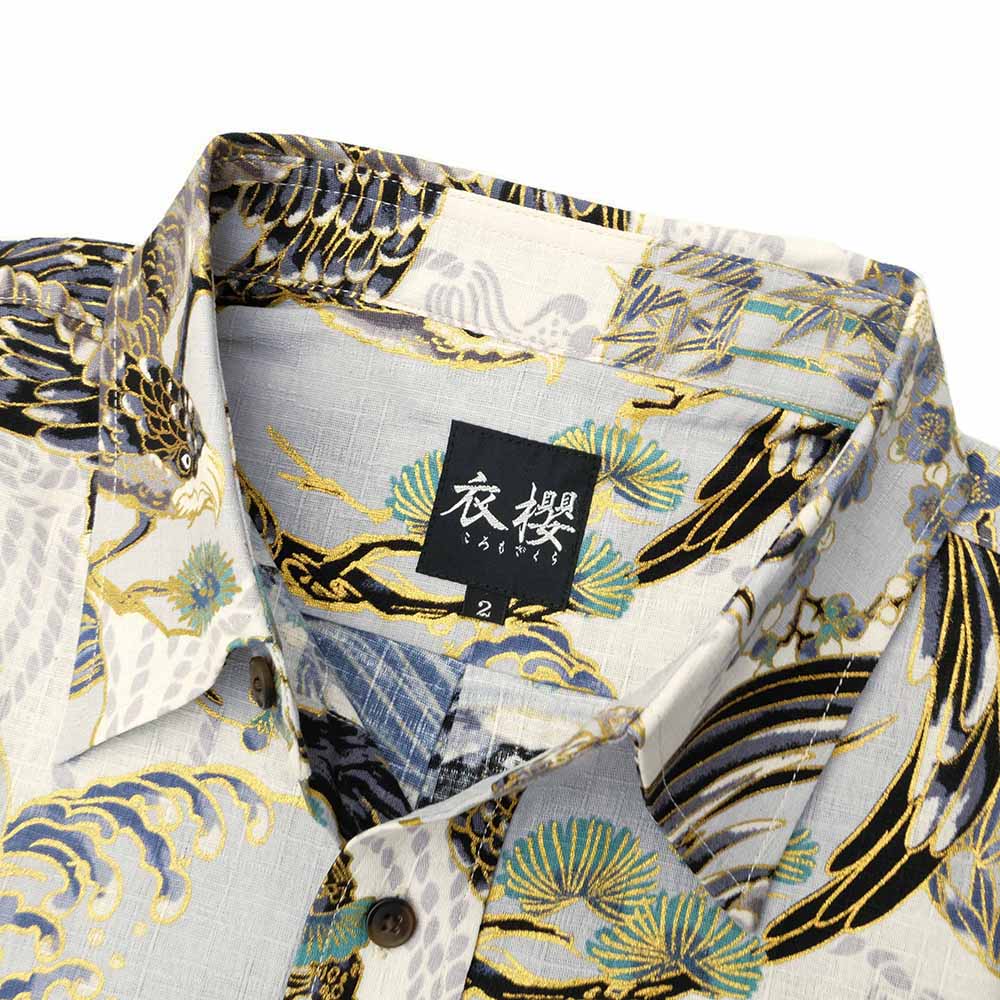 KOROMO ZAKURA - Southern Cloth - Long-Sleeve Regular Shirt - Hawk depicted with Japanese traditional technique, KINSAI-style - SA1727