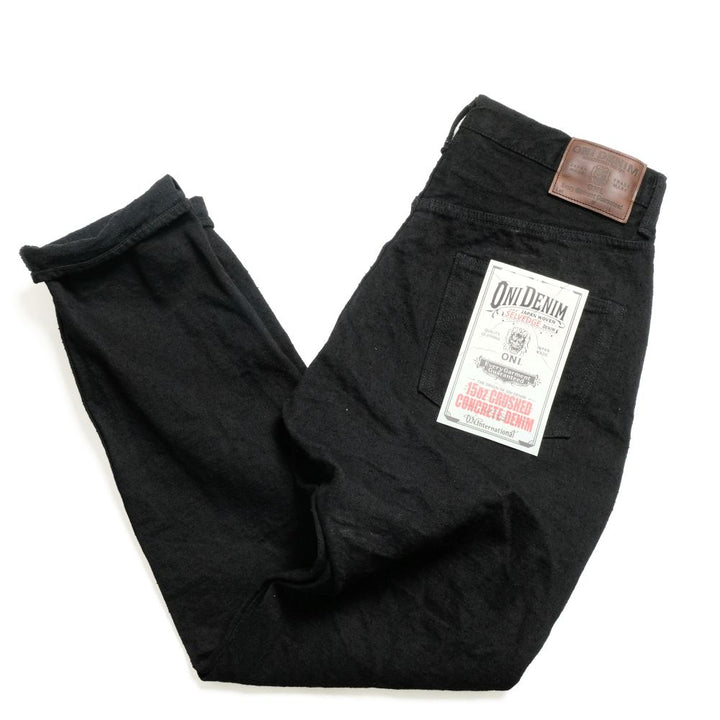ONI DENIM - High Rise Relax Tapered - 15oz Crushed Concrete Denim - Black X Black - ONI-902CCD