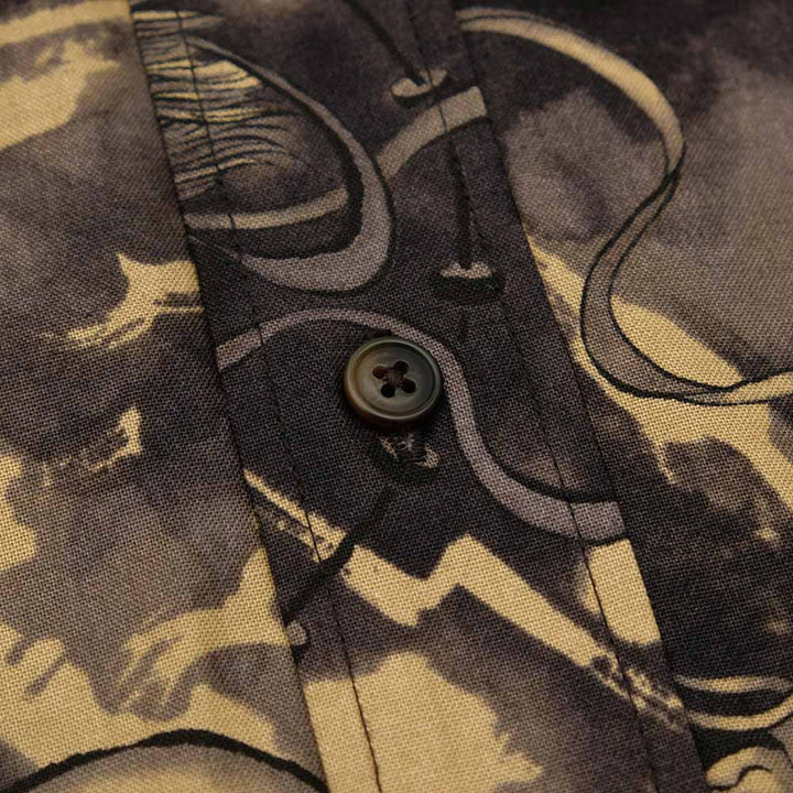 衣櫻 - シーチング素材 - 長袖レギュラーシャツ - 風神雷神 - SA1749