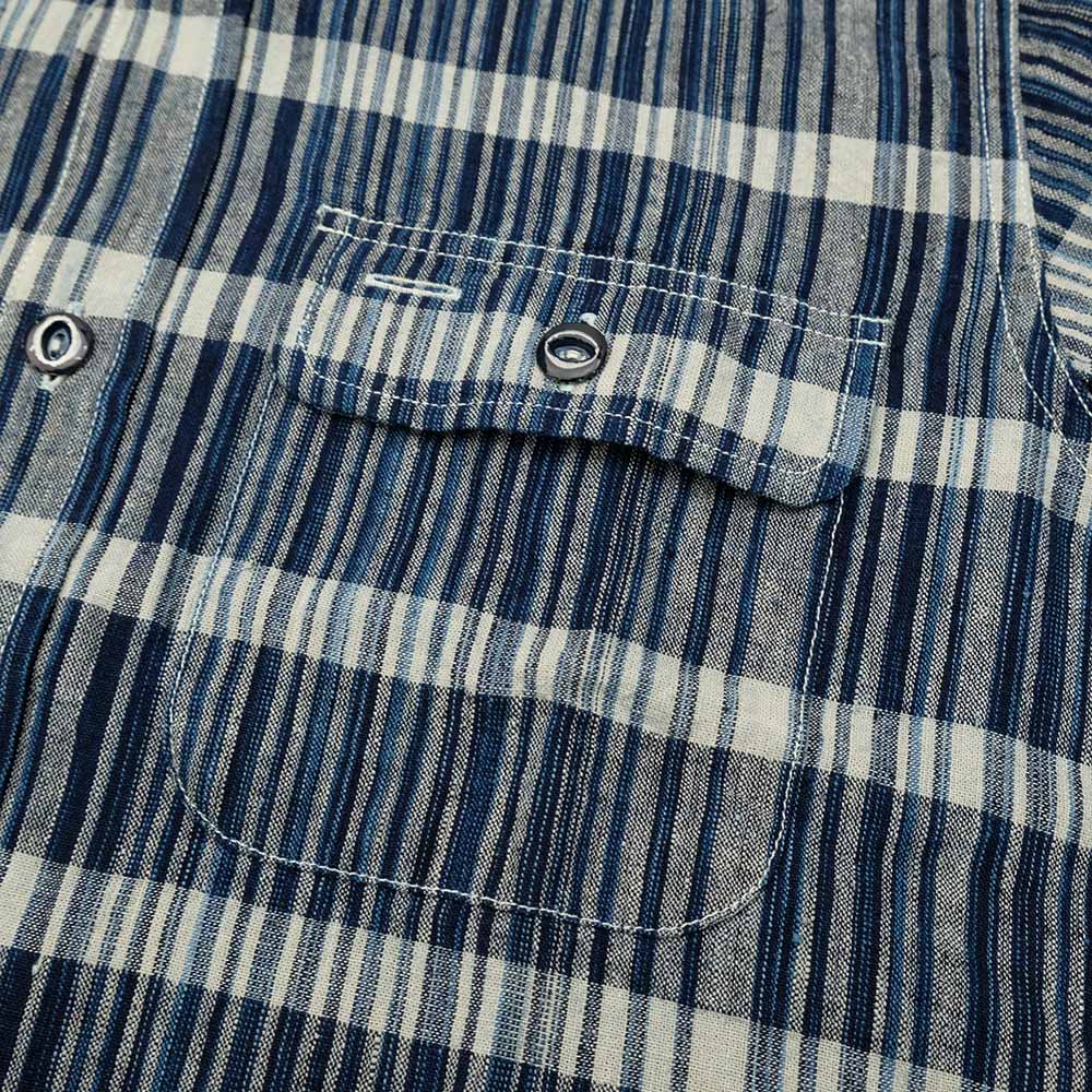 SUGAR CANE - FICTION ROMANCE 5oz. INDIGO PLAID WORK SHIRT - SC29591